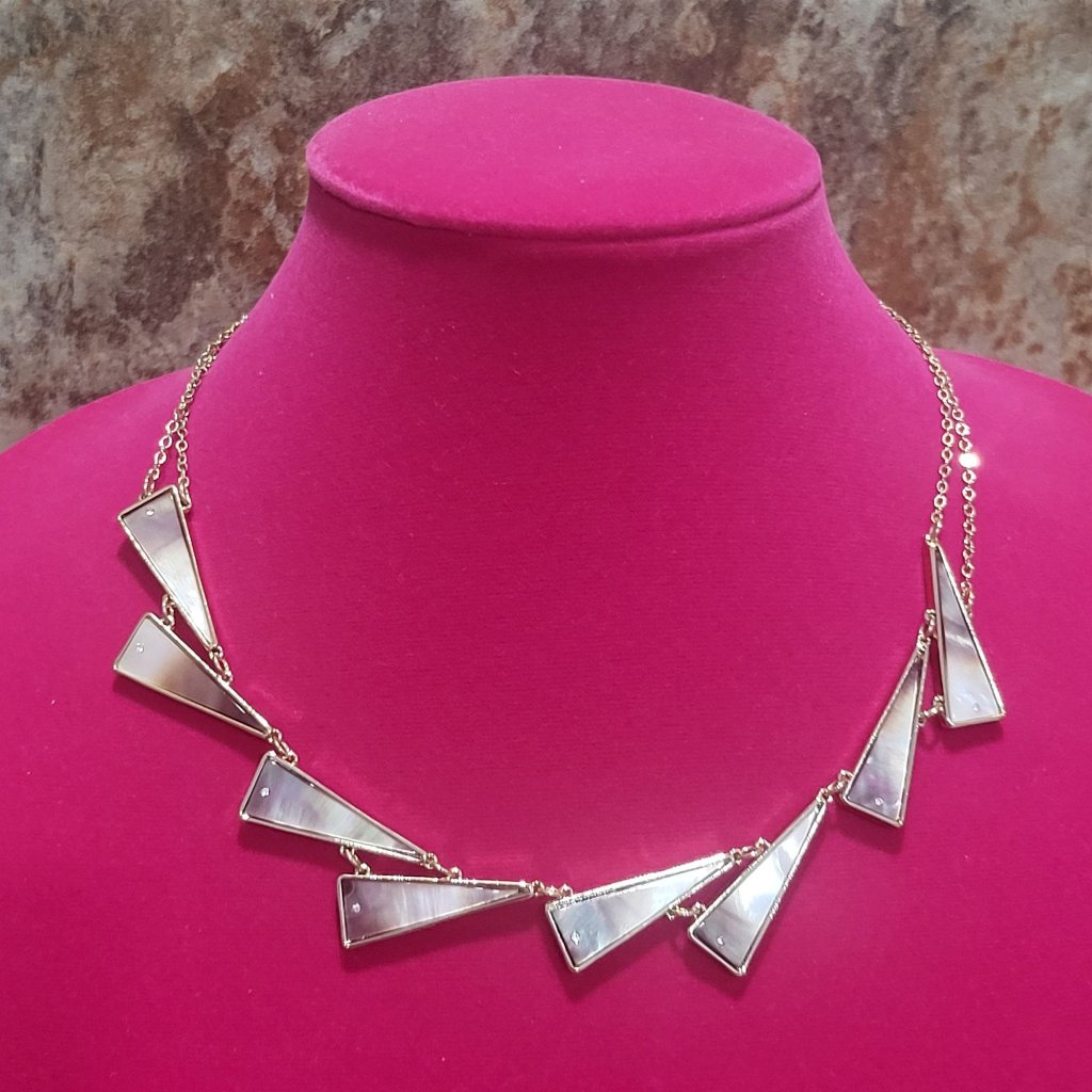 Park Lane Mother Of Pearl Asymmetrical Triangle Gold Tone Necklace